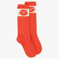 Red Organic Cotton Cats Socks