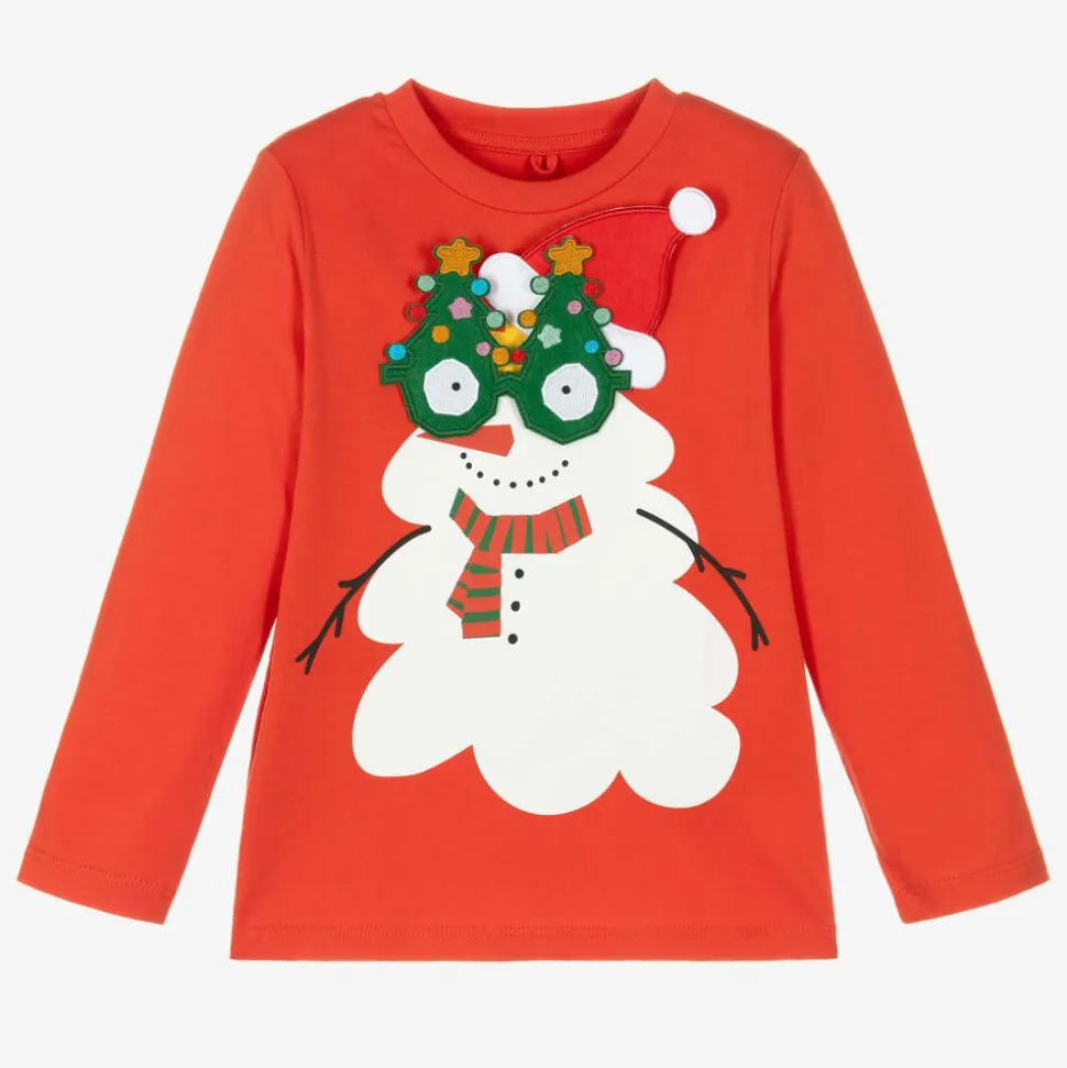 Red Organic Cotton Snowman Top