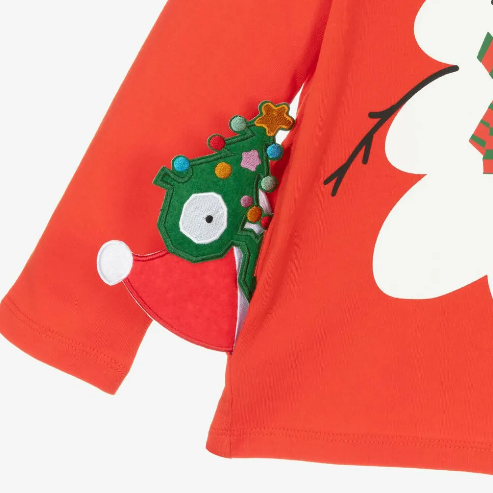 Red Organic Cotton Snowman Top