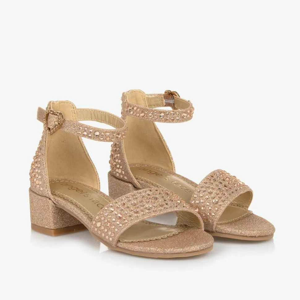 Rose Gold Diamante Heeled Sandals