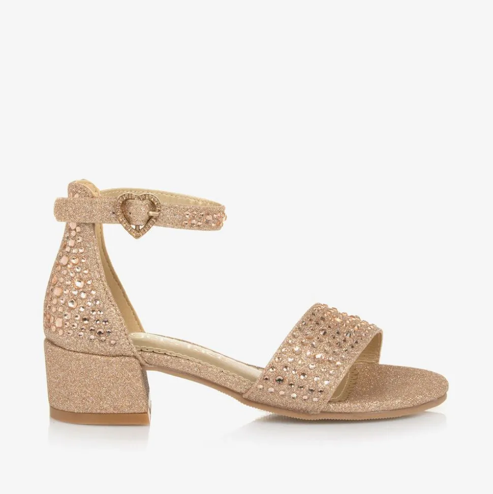 Rose Gold Diamante Heeled Sandals