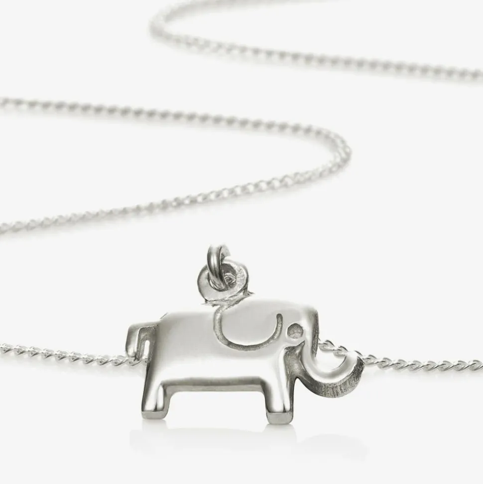 Silver Elephant Necklace (40cm)