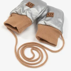 Silver Faux Leather Baby Mittens