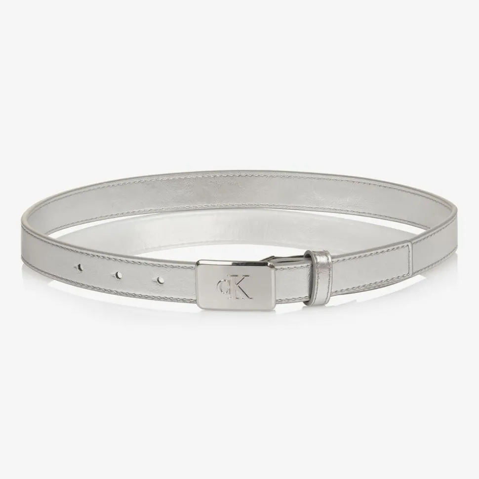 Silver Faux Leather Belt