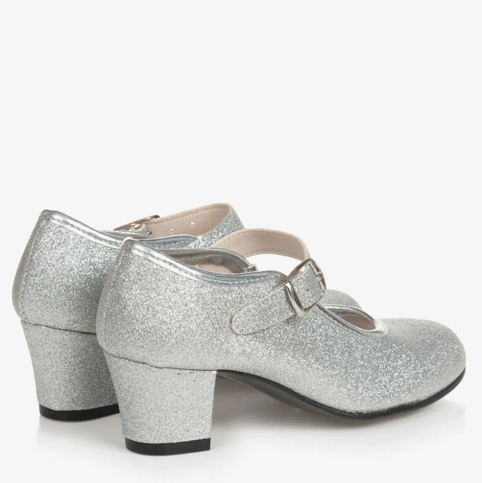 Silver Glitter Heeled Shoes