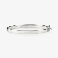 Sterling Silver & Diamond Star Bangle