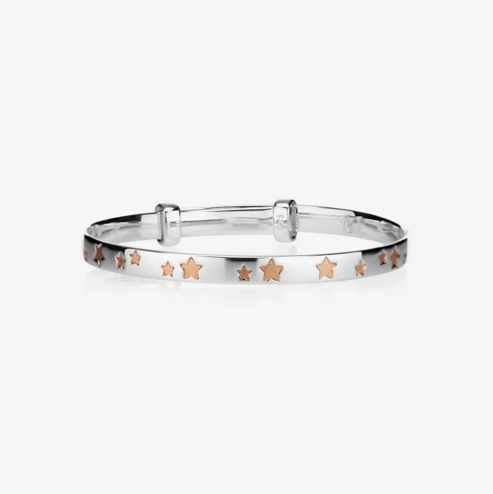 Sterling Silver & Rose Gold Star Bangle