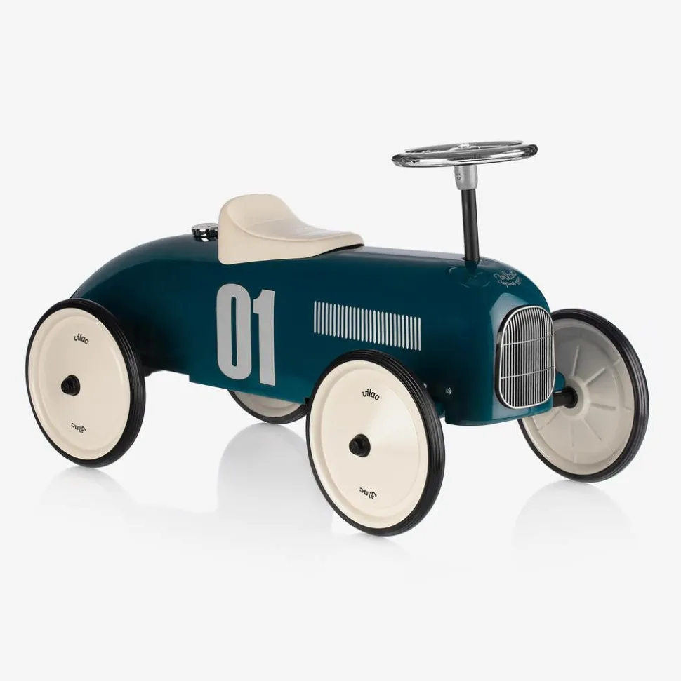Teal Blue Ride-On Vintage Car (76cm)