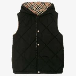 Teen Boys Beige Vintage Check Reversible Gilet