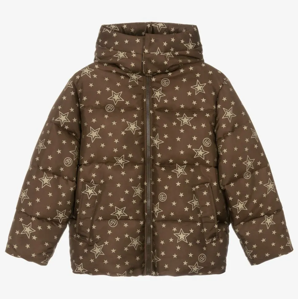 Teen Boys Brown GG Down Puffer Jacket