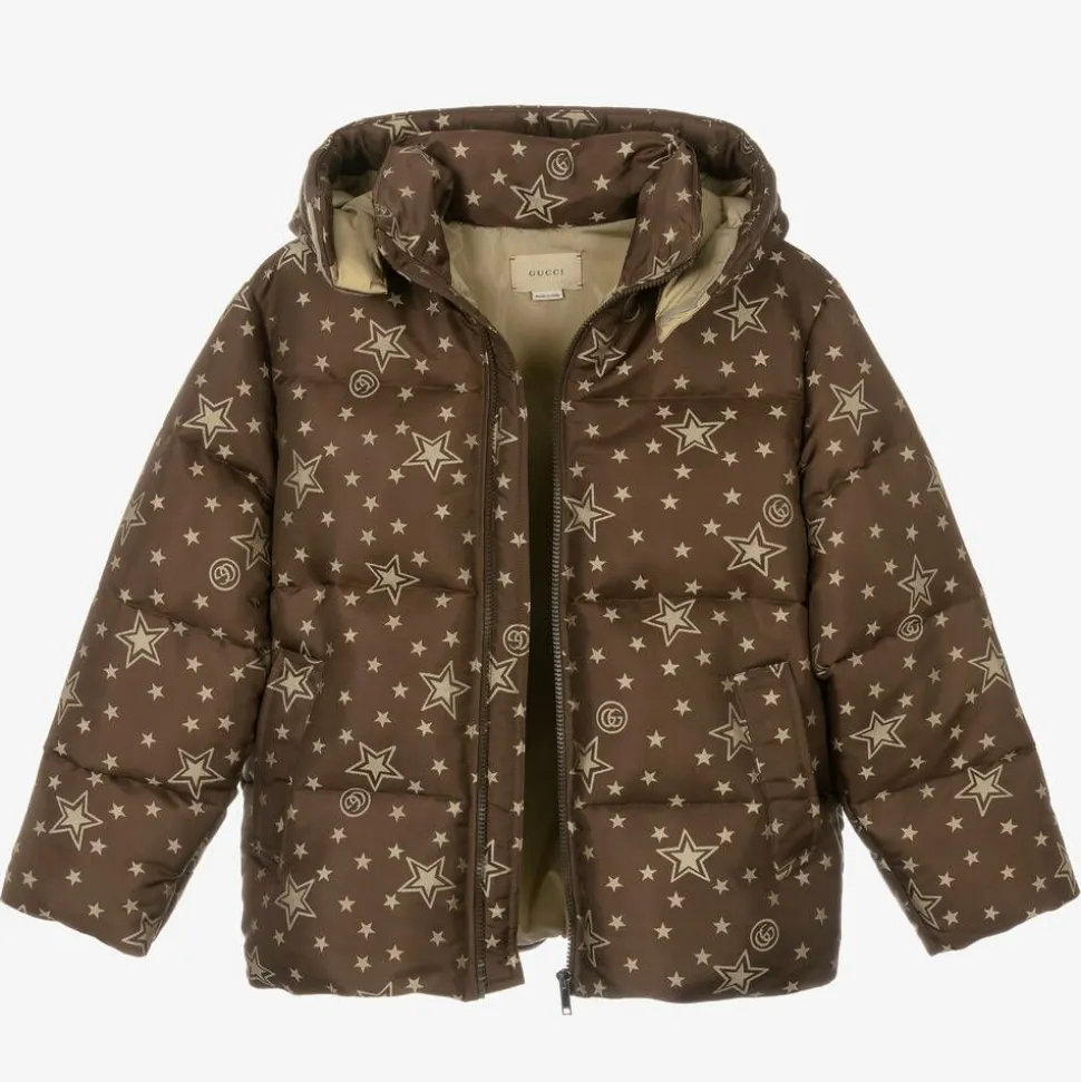 Teen Boys Brown GG Down Puffer Jacket
