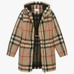 Teen Girls Archive Beige Oversized Check Coat