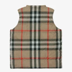 Teen Girls Beige Reversible Check Gilet