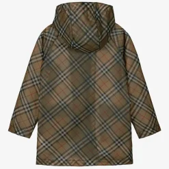 Teen Girls Beige Vintage Check Raincoat