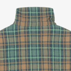 Teen Girls Blue & Brown Wool Check Coat