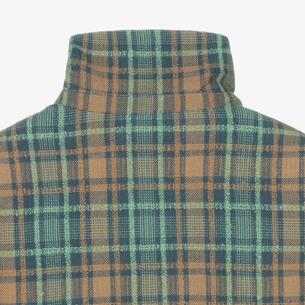 Teen Girls Blue & Brown Wool Check Coat