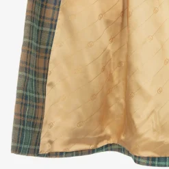 Teen Girls Blue & Brown Wool Check Coat