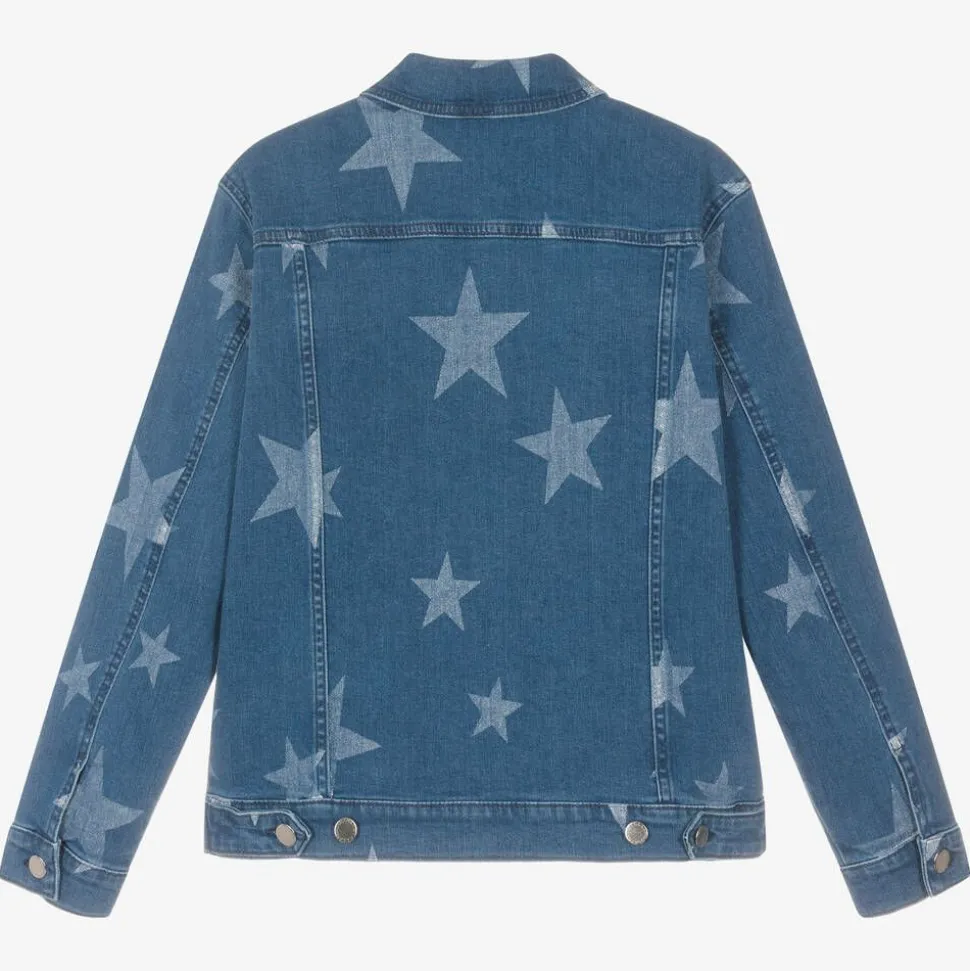 Teen Girls Blue Star Print Denim Jacket