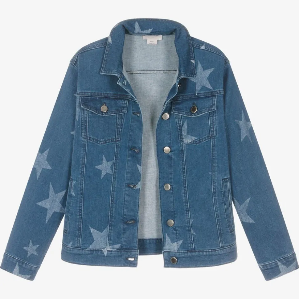 Teen Girls Blue Star Print Denim Jacket