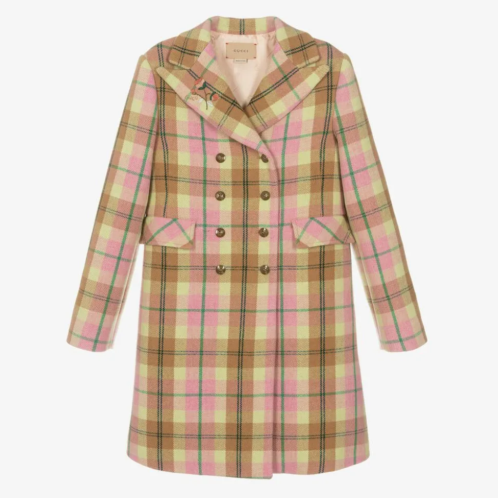 Teen Girls Pink Wool Coat