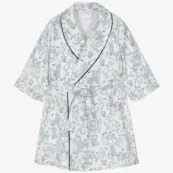 White & Blue Cotton Dressing Gown