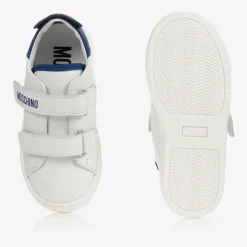 White & Blue Leather Trainers
