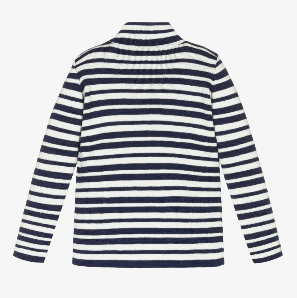 White & Blue Stripe Wool Top