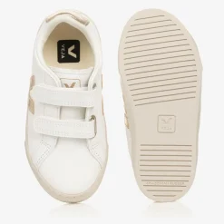 White & Gold Leather Esplar Trainers