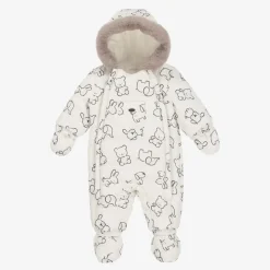 White & Grey Padded Baby Snowsuit