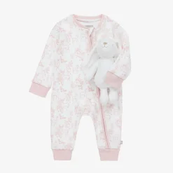 White & Pink Cotton Babysuit Gift Set