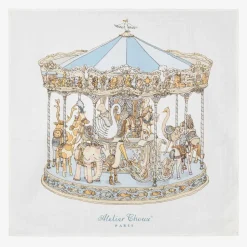 White & Blue Carousel Swaddle (97cm)