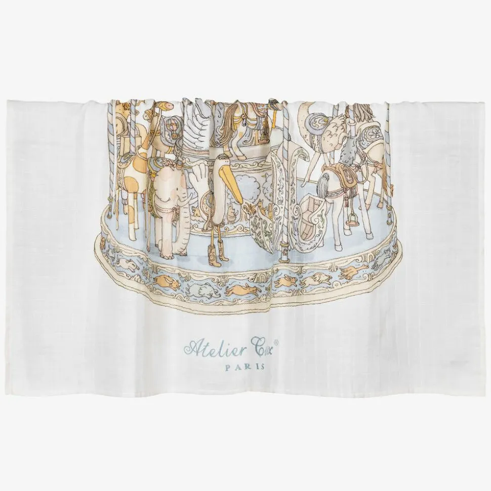 White & Blue Carousel Swaddle (97cm)