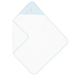 White & Blue Cotton Hooded Towel & Mitt Set