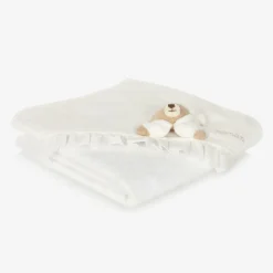White & Ivory Hooded Baby Towel (74cm)