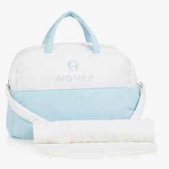White & Sky Blue Baby Changing Bag (43cm)