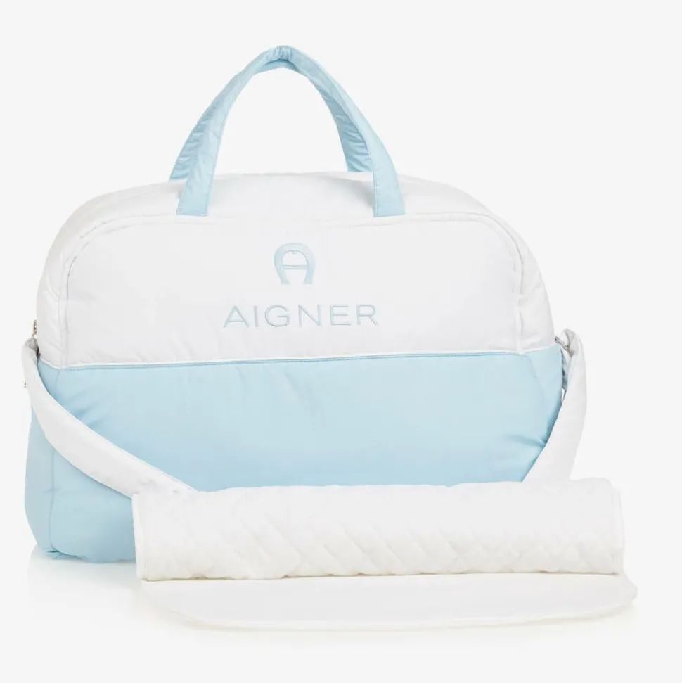 White & Sky Blue Baby Changing Bag (43cm)