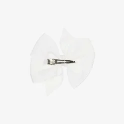 White Bow Hair Clip (10cm)