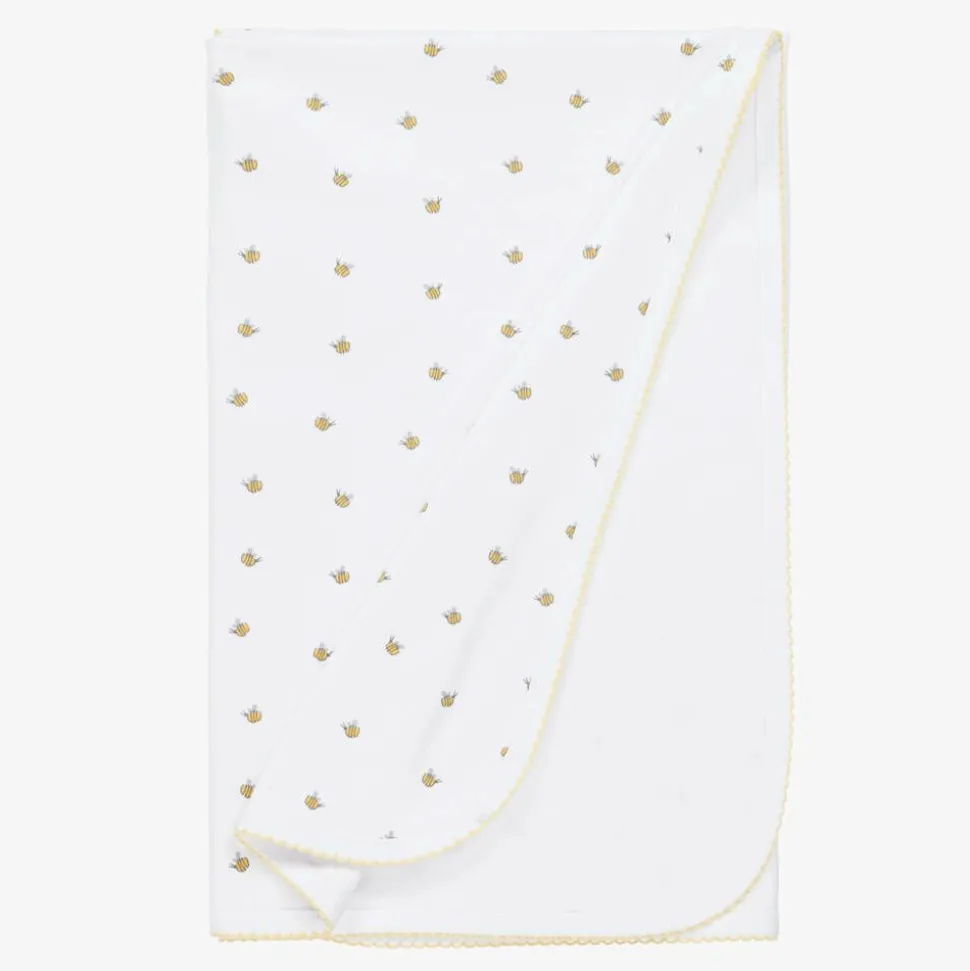 White Buzzing Bees Pima Cotton Blanket (74cm)