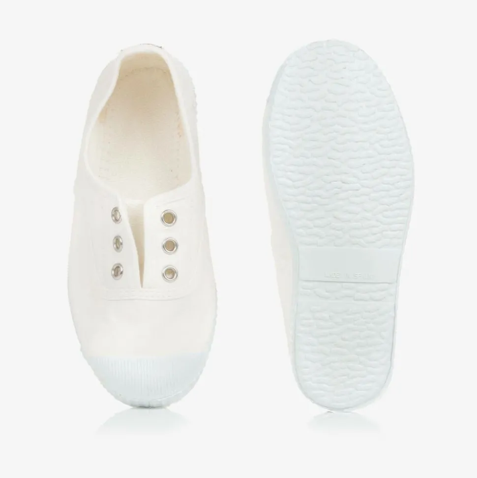 White Canvas Slip-On Trainers