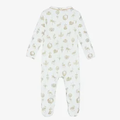 White Carousel Print Cotton Babygrow