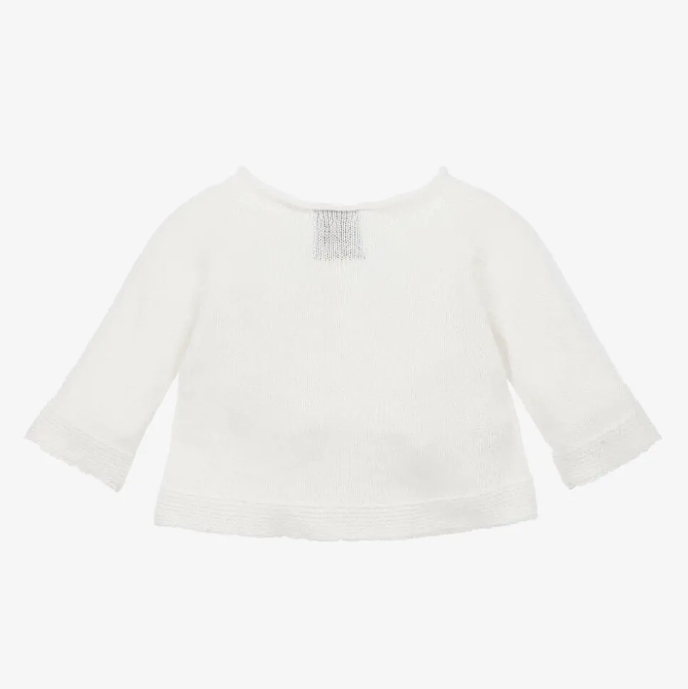 White Cashmere Knitted Baby Cardigan