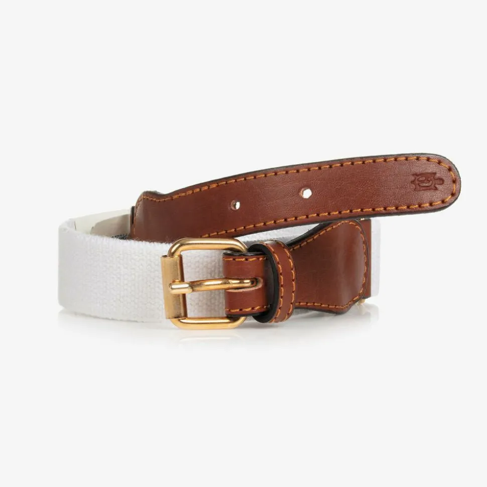 White Cotton & Leather Mouse Belt
