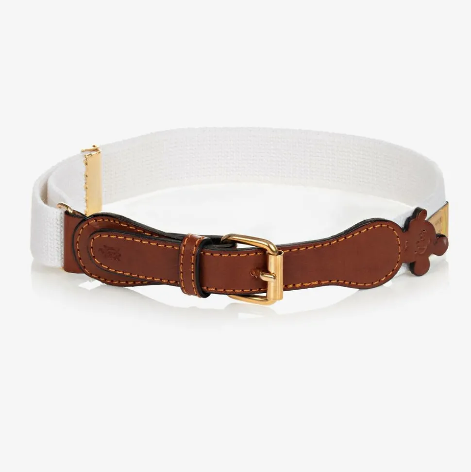 White Cotton & Leather Mouse Belt