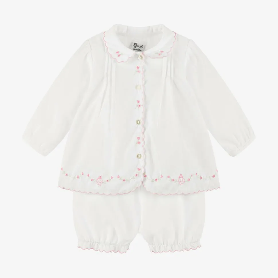 White Cotton Baby Shorts Set