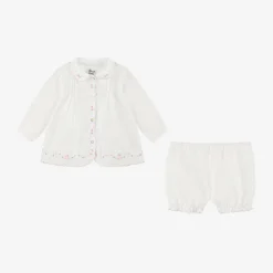 White Cotton Baby Shorts Set