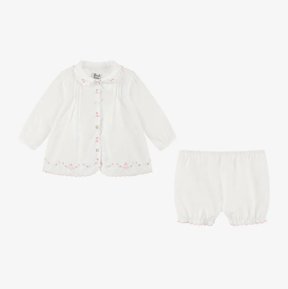 White Cotton Baby Shorts Set