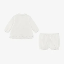 White Cotton Baby Shorts Set
