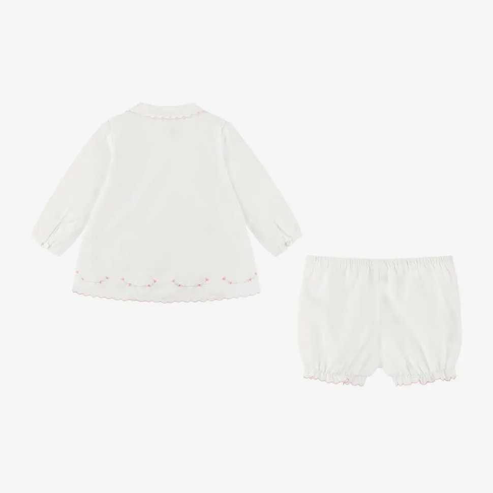 White Cotton Baby Shorts Set