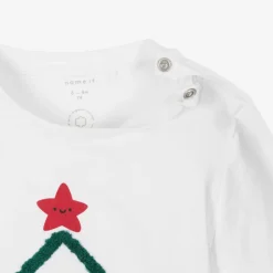 White Cotton Christmas Baby Top