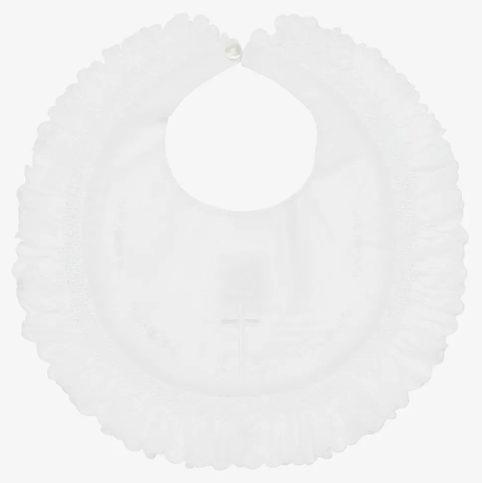 White Cotton Embroidered Bib